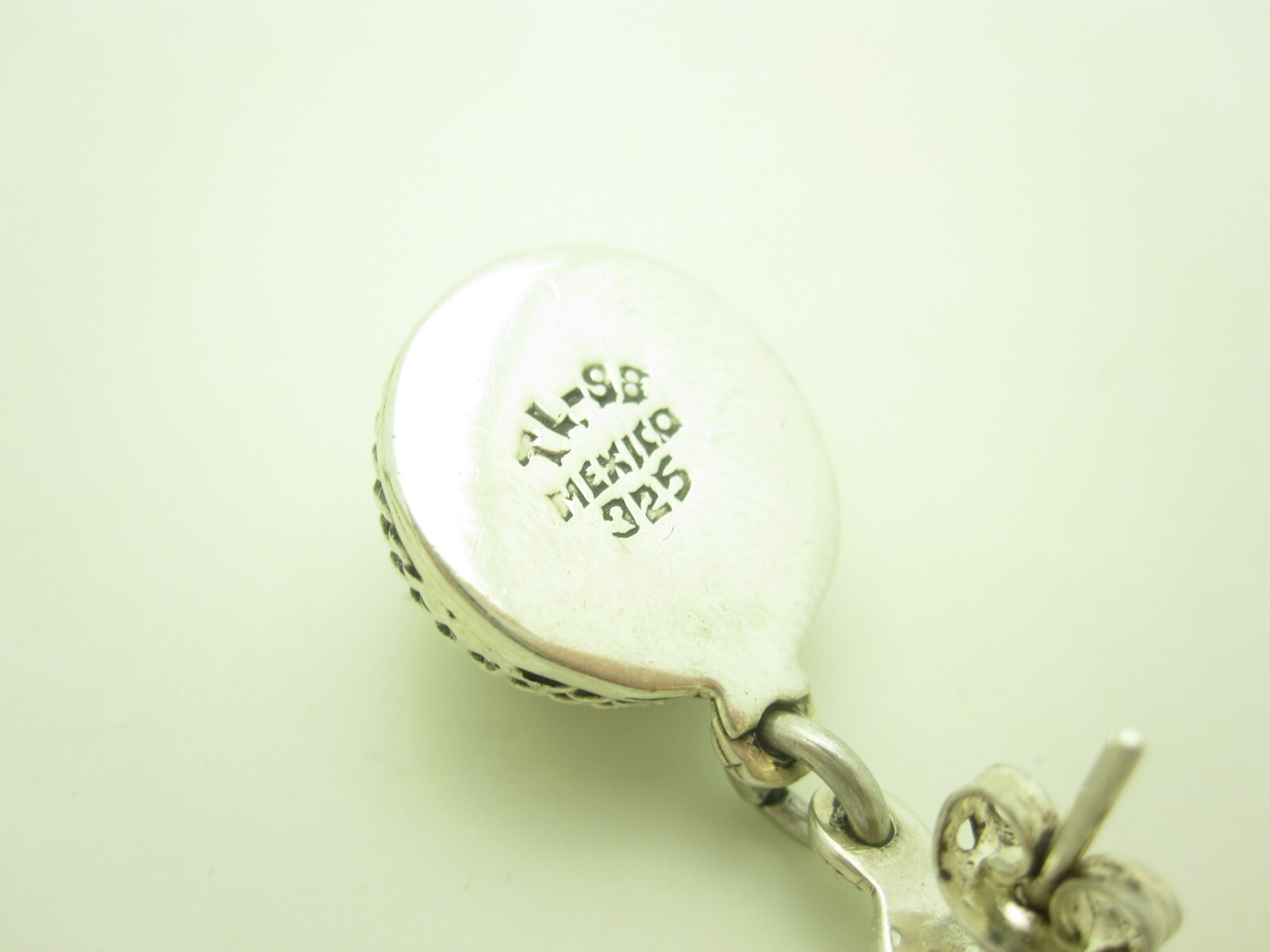 Sterling Silver Mexico Rope Button Pattern Dangle… - image 3