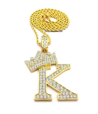 TILTED CROWN ALPHABET K PENDANT 24