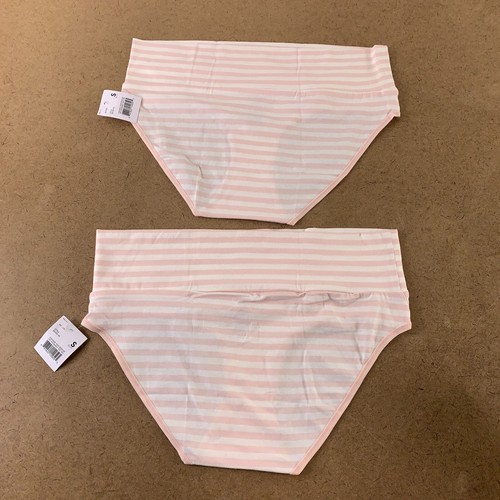 Motherhood Women's Maternity Size Small Pink Striped Fold Over Panty 2 Pack NWT - Picture 4 of 6