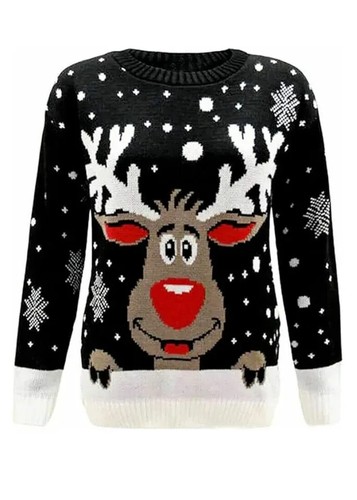 Women's Knitted Jumpers Rudolph on Wall Xmas Snowflake Reindeer Pom Sweater - Picture 3 of 3