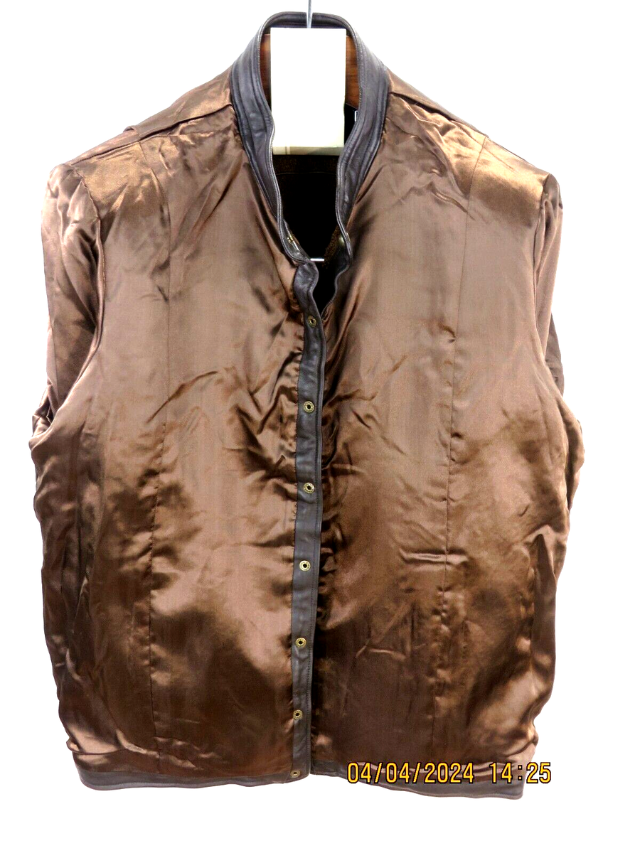 LINEA BY LOUIS DELL'OLIO SZ 2X Wool/Rayon/Nylon Brown Leather Trim