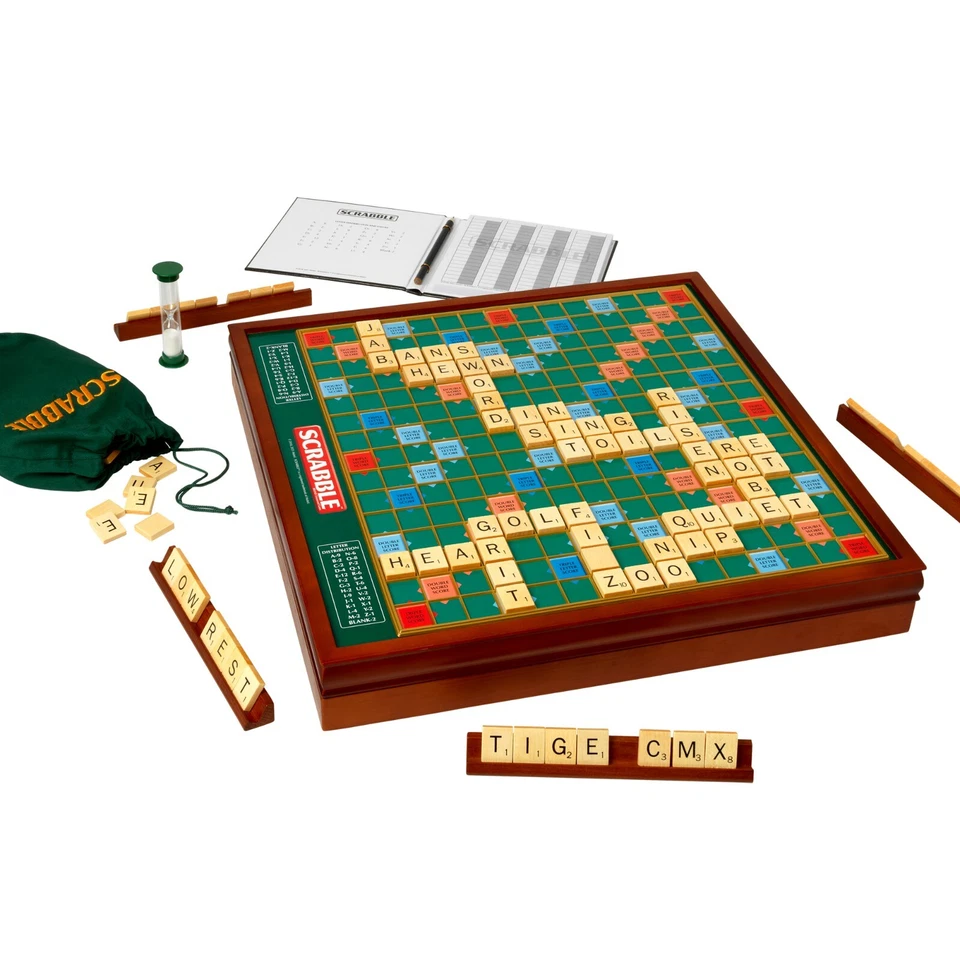 PRESTIGE SCRABBLE Retro Edition - Wooden Box, Rotating Turntable, Tiles & Racks - Image 2 of 4