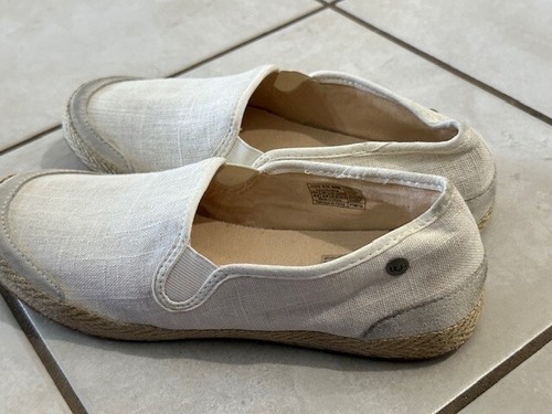 Ugg Delizah Womens Size 6.5 Beige Canvas Slip On Shoes 1002886 F10013L Off White - 第 3/8 張圖片