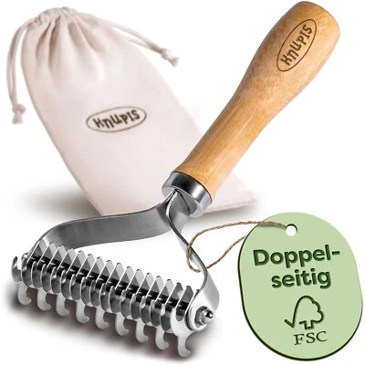 KNUPIS Doppelseitige Hundebürste Bambus Unter Fell Bürste Kamm Entfilzung Hund Katze