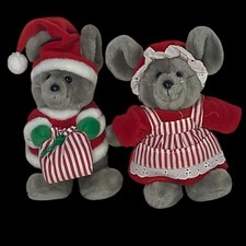 Vintage Dakin Christmas Mouse Mice Plush Stuffed Animals 1986 Christmas