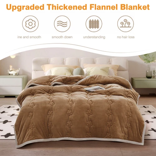 Flannel Blanket Winter Warm Reversible Twin Queen Size Plush Sofa Bed Blankets - Picture 19 of 55