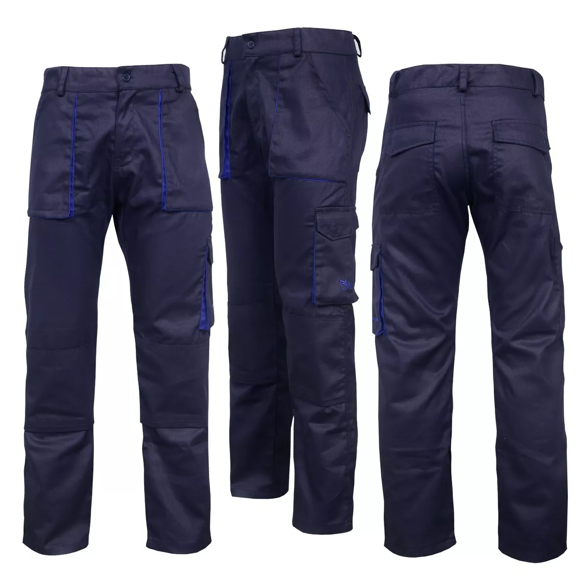 Navy Blue Work Trousers Pants Knee Pad Pockets Men's Cargo Multi Pocket  WorkWear