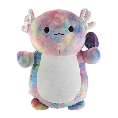 Hug Mees TINLEY the Rainbow Squishmallows Tie Dye Axolotl 18  Plush Easter New