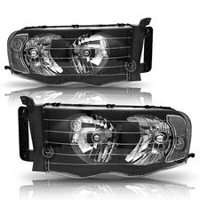 Pair Headlights For 02-05 Dodge Ram 1500 2500 3500 Pickup Black Clear Reflector Pair Headlights For 02-05 Dodge Ram 1500 2500 3500 Pickup Black Clear Reflector
