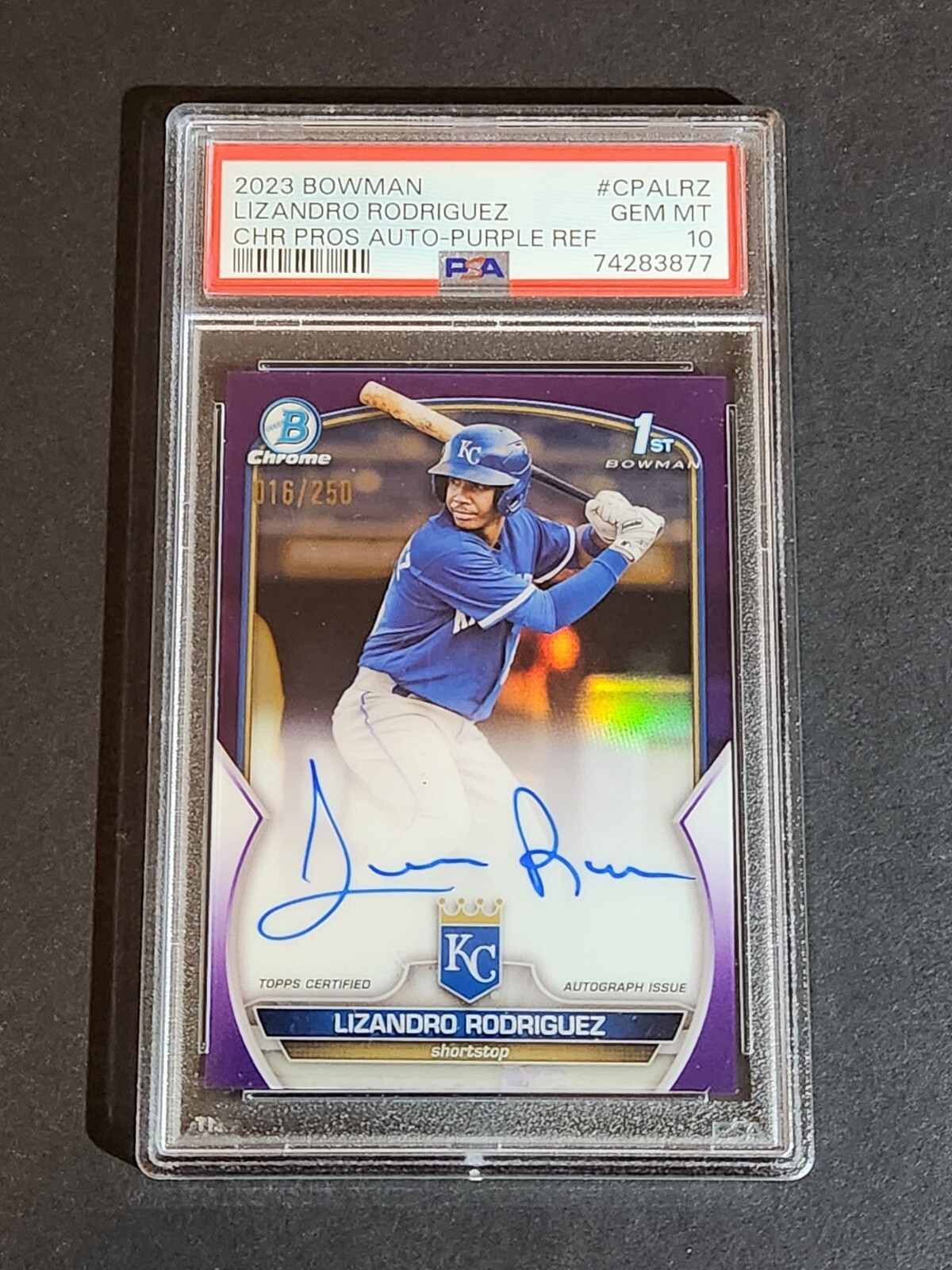 2023 1st Bowman Chrome Purple Refractor /250 Lizandro Rodriguez PSA 10 Auto