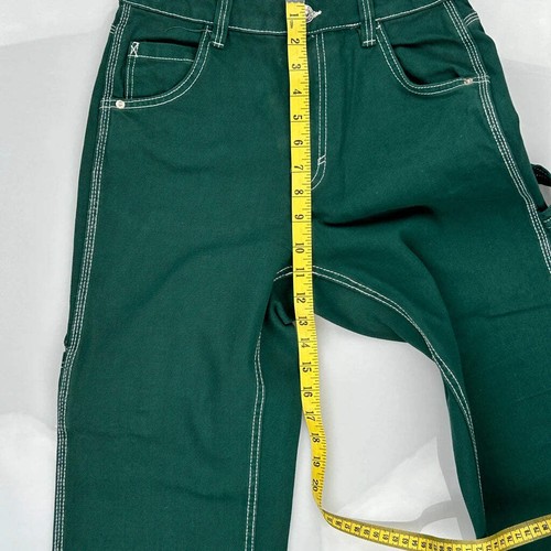 Bershka Contrast Stitch Carpenter Trousers - 28″ Waist Green Cotton - Picture 4 of 11