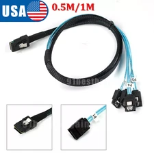 Mini SAS SFF-8087 to 4 SATA Hard Drive Forward Breakout Cable RAID IT Mode HBA