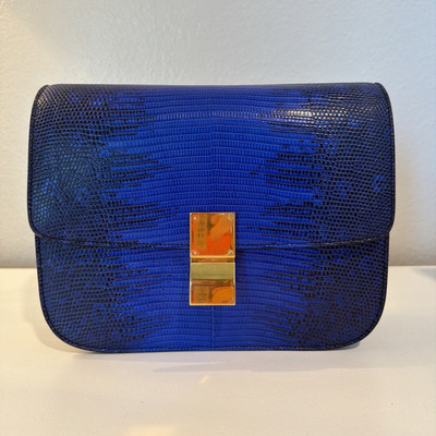 CELINE Lizard Medium Classic Box Flap Bag  