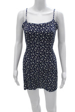 Reformation Womens Blue Slip Dress Viscose Square Neck Sleeveless Short Size 6