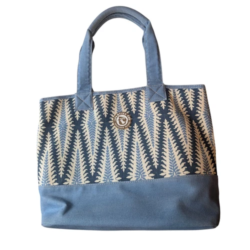 Spartina 449 Daufuskie Island Natural Linen Tote Bag Distressed Mineral Blue - Picture 2 of 15