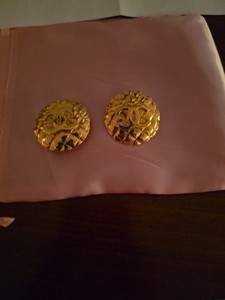 Authentic Chanel Gold Clip on Earrings Gold Plated