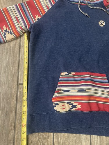 Hooey Hoodie Girl L Navy Taos Aztec Pull Over Long Sleeve Cowgirl Western Rodeo - Picture 5 of 8