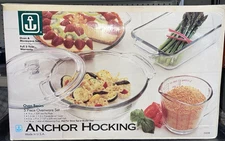 Anchor Hocking Oven Basics 5 Piece Glass Oven Set VINTAGE NIB 55058