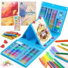 VigorFun 240-Piece Drawing Art Kit, Double-Sided Easel Case - Complete Art Set