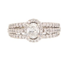 .81ctw Oval Cut Diamond with Halo Engagement Ring 14k White Gold Size 4.75