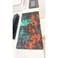 Halloween Haunted House Pumpkin Large Gaming Desk Mouse Pad 23.6"x11.5" Non-Slip