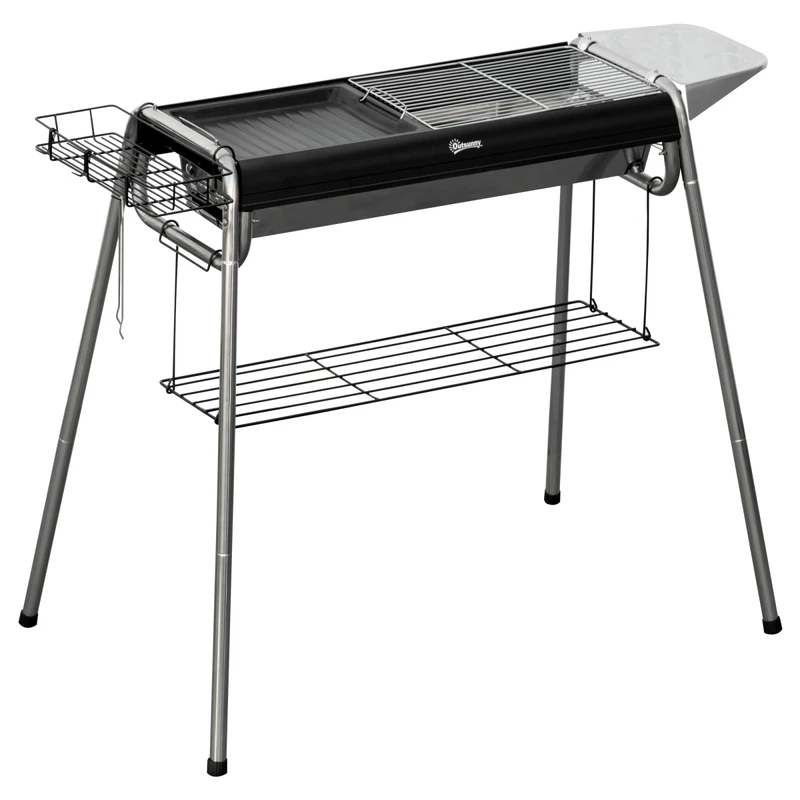 Outsunny charcoal grill and griddle with side shelves