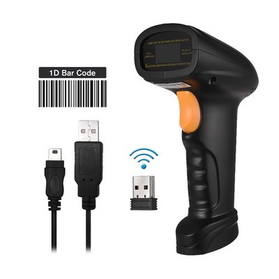 2 In 1 24G Wireless And USB Wired 1D Barcode Scanner 120000 Storage Rechargeable