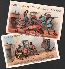 Currier & Ives Draw Poker Raid Comic 2x Clarence Brooks 1888 SR.202 Trade Cards