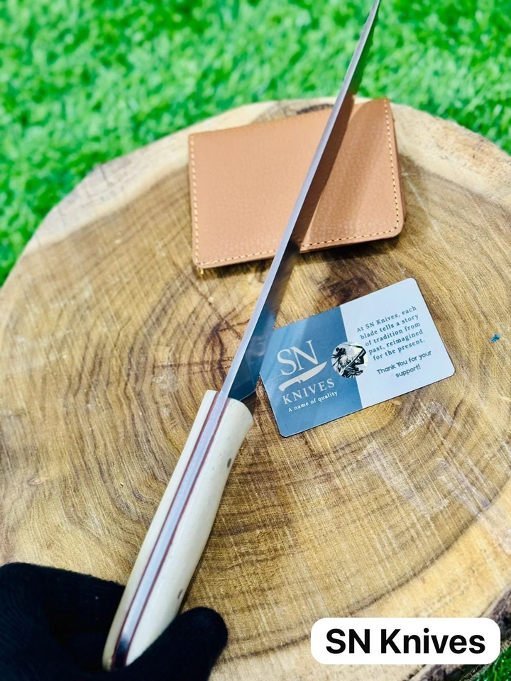 CUSTOM HANDMADE D2 TOOL STEEL HUNTING FILLET KNIFE CAMPING KNIFE W/SHEATH - Image 3 of 4