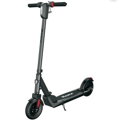 Razor E Prime III Electric Scooter, 8'' Front Tire, LED Lights, Rear Drive - Grey