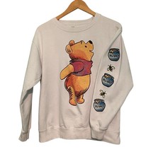 Disney Winnie the Pooh Sweatshirt White Size Medium White Hunny Pots on Sleeve