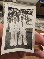 Vintage Photo Snapshot 2 Handsome Navy Sailors Military WW2 OF