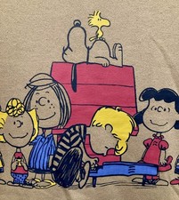 Peanuts Snoopy Sweatshirt Happiness Is Being One of the Gang Hoodie Tan Small