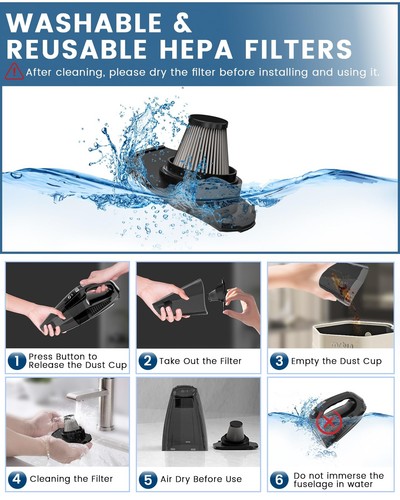 Handheld Vacuum Cordless, 12000Pa Car Vacuum Portable with Brushless Motor, H... - Picture 5 of 8