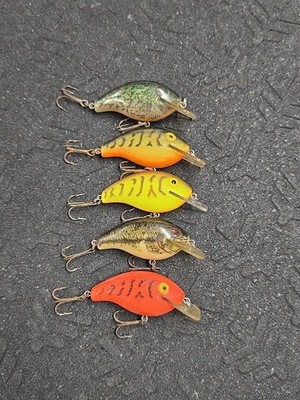 (5) Rebel Wee R Vintage Squarebill Crankbait Fishing Lures Lot Of 5