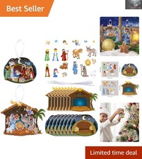 DIY 32-Piece Nativity Sticker Set with Crystal Embellishments for Christmas Fun