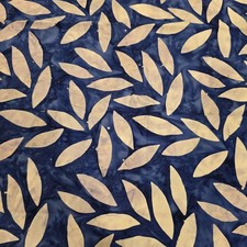 New, Unwashed Unbranded Batik Blue And Light Blue Leaf Pattern Fabric