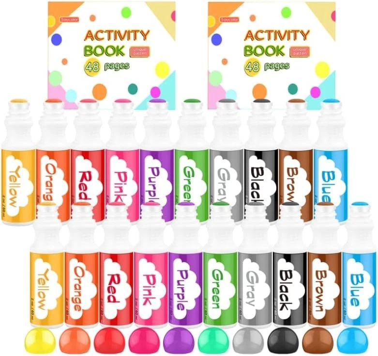 10-Color Washable Dot Marker Kit for Preschoolers - Includes 48 Activity Pages - Image 3 of 4