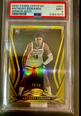 Panini Certified Anthony Edwards RC Mirror Gold #200 09/10 PSA 9 Timberwolves