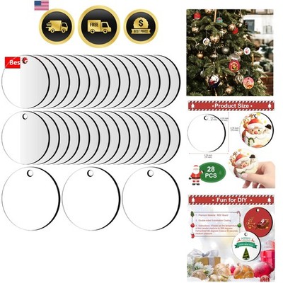 28Pcs Sublimation Ornament Blanks, Round Sublimation Blanks Pendants Bulk for...