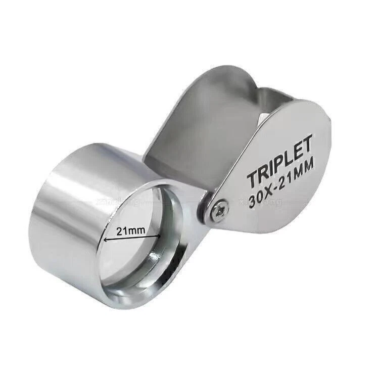 Einschlaglupe Lupe 10/20/30x Klapplupe Taschenlupe Juwelierlupe Metall Grip 21M% - Bild 2 von 4