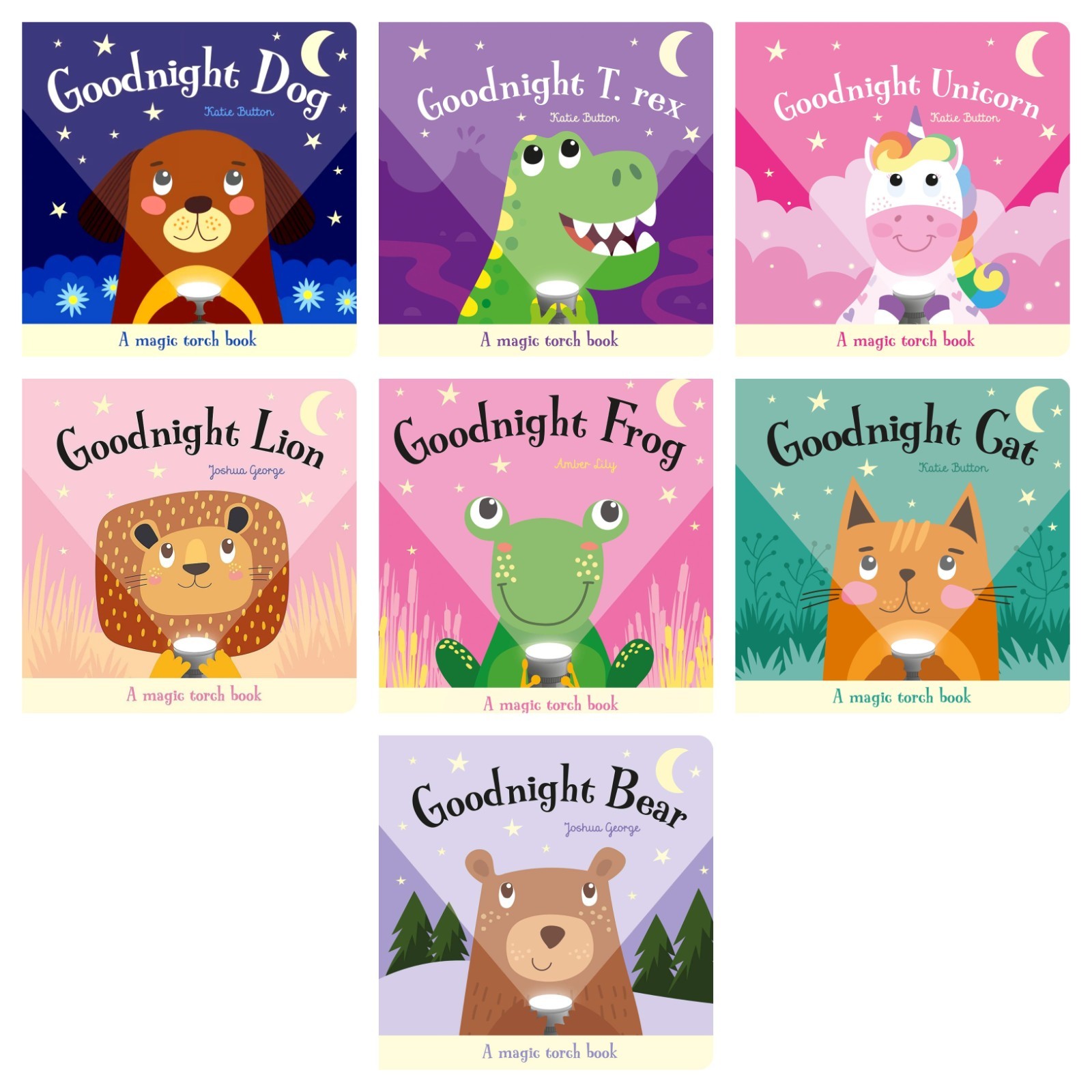 Various Publishers Magic Torch Books 7 Books Collection Set (Goodnight Bear, T. Rex, Unicorn, Lion, Frog, Cat, And Dog) - Image 2