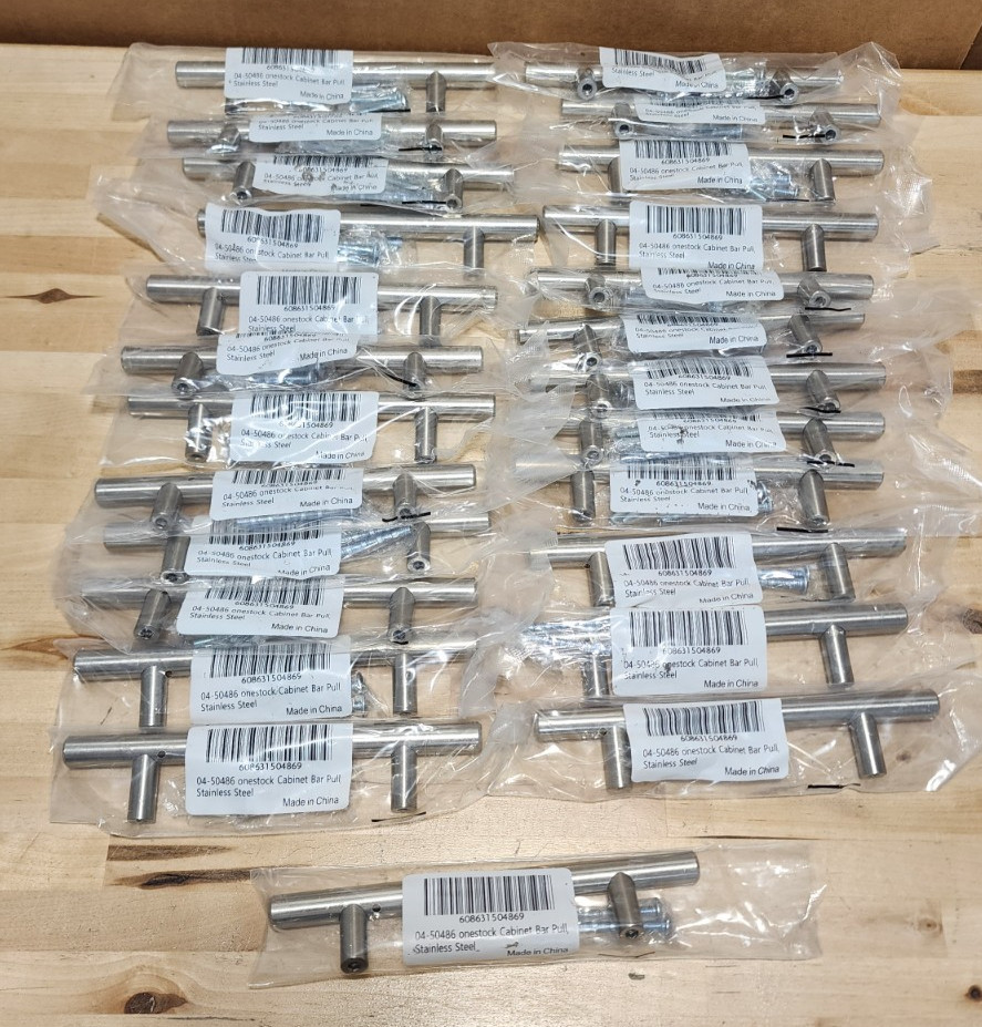 Stainless Steel Door T Bar Kitchen Cabinet Drawer Handle Pull Bar Knobs (Qty 75)