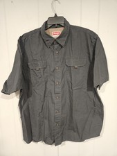 Wrangler Premium Quality Men's XL Shirt Dark Grey Button Up Casual 100 Cotton