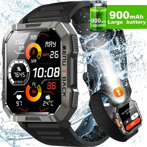 Military Smart Watch for MenCall Receive/DialRugged Tactical Fitness Tracker