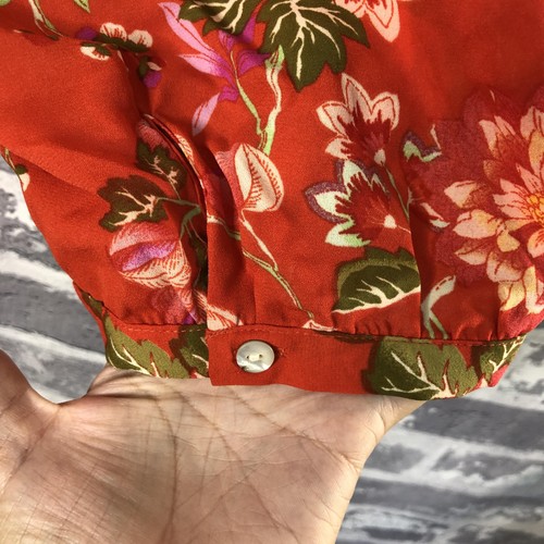 Rose Olive Blouse Womens 2X Floral Pleated Button Front 3/4 Sleeve Top Popover - Picture 10 of 14