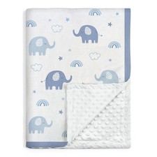 Elephant Minky Baby Blanket 30 x 40 Inches for Boys Girls Soft Plush Receivin...