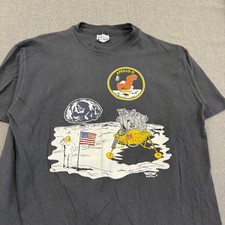 Vintage Apollo 11 T-Shirt Mens Large Black NASA Moon Landing Graphic Space