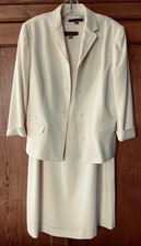Halston Cream Lined Sheath Dress and Jacket Size 10 Polyester