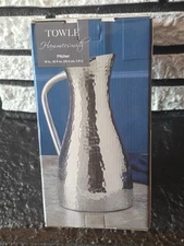 Towle Hammersmith Pitcher Silver Hammered 1.5L Aluminum Serving Beverage  NEW